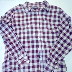 0031 Beverly Hills Polo Club maroon and white flannel button up shirt
